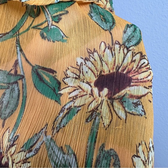 LC Lauren Conrad Strappy Tiered Yellow Sunflower Midi Dress Womens XL Floral - Picture 7 of 16